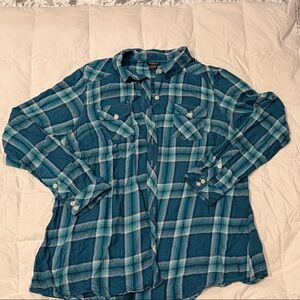 Torrid Teal Plaid Button Down Shirt